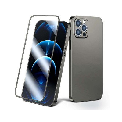 Husa iPhone 13 Pro Max, Premium, Pachet Joyroom 360 Husa Spate Si Folie Sticla Securizata Full Cover, Gri